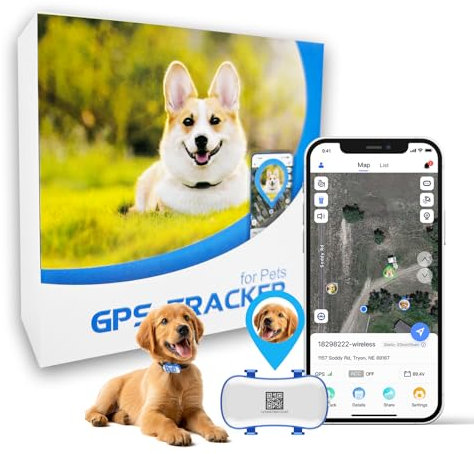 GPS Tracker for Dogs, Real-time Dog Tracker with Geo-Fence and Lighting Flash&Audible Alarm，Anti Lost No Distance Limited Dog GPS Collar Fit Most Pet Collars, Subscription Needed
