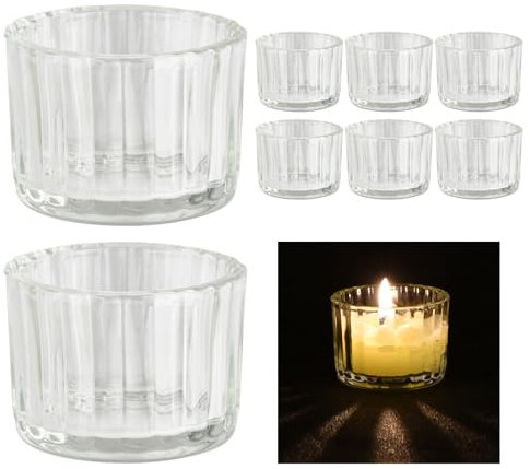 Juego De 12 Portavelas CilíNdricos PequeñOs,Portavelas de Cristal para Velas de Te,Portavelas Vidrio Votivo,Vasos para Velas,Decoración de Mesa, Decoración de Bodas y Decoración de Fiestas