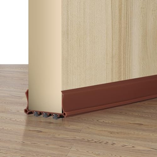 Paraspifferi Porta 100cm, Guarnizione per Fondo Porta Autoadesiva, Guarnizione Porta, Blocca Vento e Polvere,Insonorizzazione Porta, Adatto a Tutte Le Porte Interne (Marrone, standard)