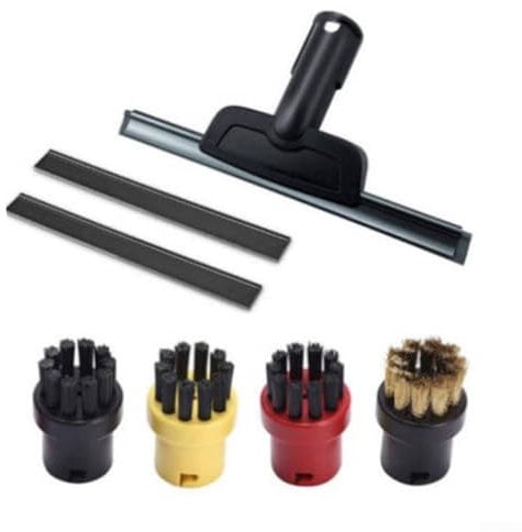 Lot de 7 accessoires pour nettoyeur vapeur Karcher avec raclette et brosse de nettoyage pour vitres compatibles avec les séries SC1 SC2 SC3 SC4 SC5 Noir