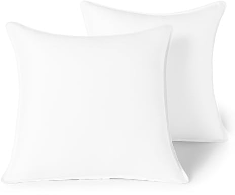 Amazon Basics Kissenfüllung, Hypoallergene Mikrofaser Waschbare Innenkissen Sofakissen Dekokissen, 45 x 45 cm, Weiß, 2er Set