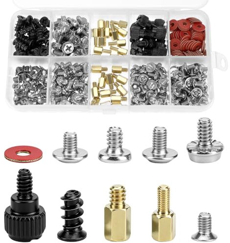 QWORK® 380 Piezas tornillos de ordenador, tornillos para PC, para placas base, SSD, carcasas, placa base PC