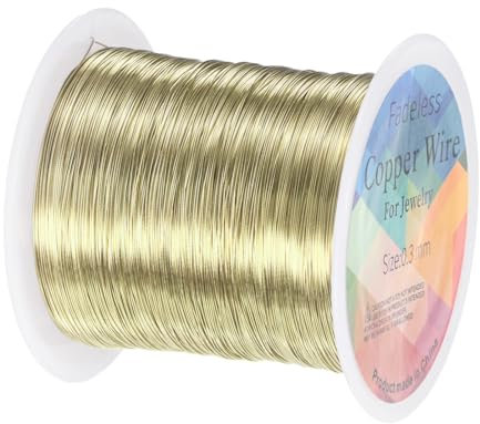 M METERXITY 0.3mm Jewelry Wire, 28 Gauge 328FT Craft Wire Copper Beading Wire for Jewelry Making/Planting/Weaving/DIY Crafting, Soft Metal Wires [100M, Light Golden]