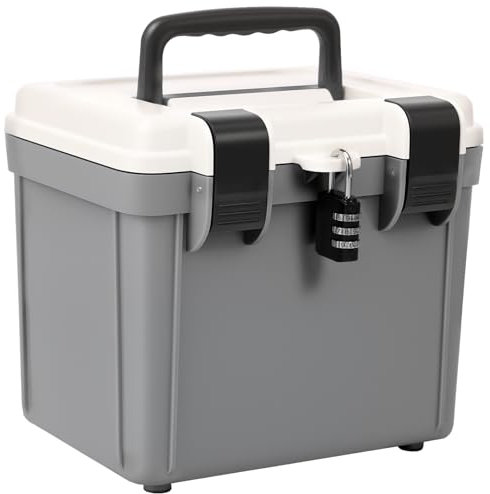 KTCINA Lockable Storage Box, 4L Large Combination Safe Box with Combination Lock and Handle Medication Lockable Container Portable Locked Storage Container for Medicine, Food, Documents(Grey)