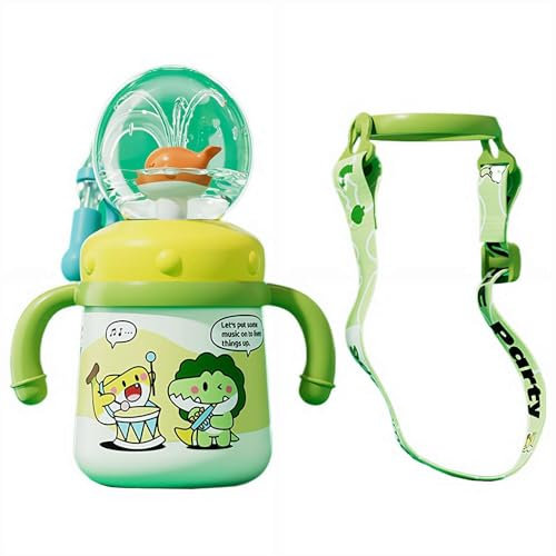 CTDWNT Walbrunnenbecher aus Edelstahl, 354 ml, Wal-Wasserflasche mit Doppelgriff, isolierter Walbrunnenbecher, tragbar, auslaufsicher, Schnabelbecher mit verstellbaren Riemen für Kinder