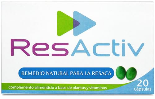 ResActiv Anti Resaca 20 Cápsulas con Cardo Mariano, Silimarina, Granada y Vitaminas A, C y E - Protege Durante la Ingesta y Elimina los Efectos Posteriores - 20 Pastillas Resaca