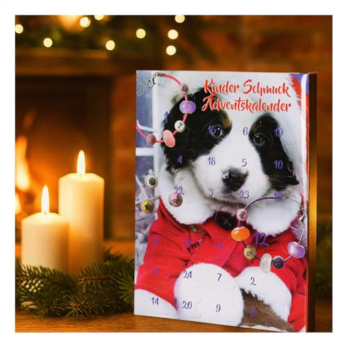 com-four® 1x Adventskalender befüllt mit Schmuck, Armbänder & bunte Charms | Weihnachten Schmuckset - Weihnachtskalender