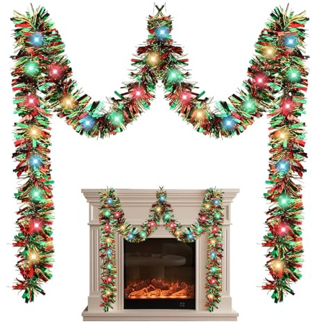 Weihnachts-Lametta, wiederverwendbar, formbar, Lametta-Girlande, Weihnachtsdekoration – für Treppengeländer, Decke, Fenster, Wandbogen, Klassenzimmer