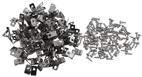 Tidevib 100 Stück Edelstahl-Draht-Clips mit Schrauben zur Montage von Drahtgeflecht an Vinyl, Holz oder Metallpfosten