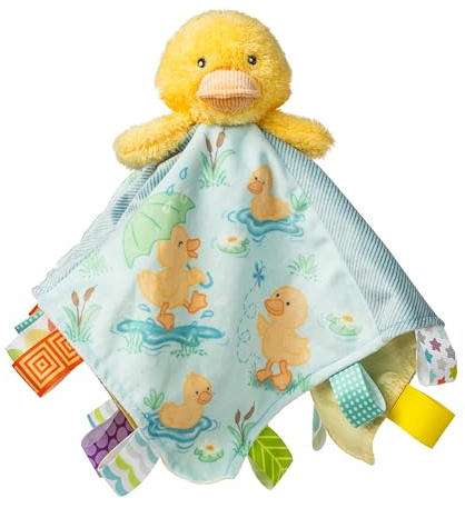 Taggies Lovey Baby & Toddler Stuffed Animal Security Blanket Plush Soft Snuggle Toy with Sensory Tags, 13 x 13-Inches, Yellow Dunkin Duck