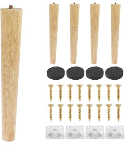 AYWTIUN Pieds de Meubles Lot de 4 Pieds Meubles en Bois Massif, Table obliques/Droits, Chaise antidérapants, Remplacement inclinés(Oblique 25cm)