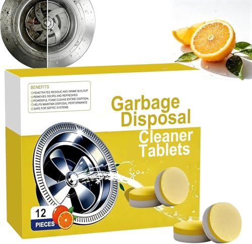 Garbage Disposal Cleaner Tablets, Powerful Foaming Disposal Garbage Disposal Cleaner, Removes Grease and Buildup, Freshens Sink, Easy Drop-in Tablets (1box)