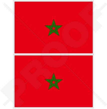 2 Aufkleber aus Vinyl mit Marokkanischer Flagge / Marokko / Afrika 7,6 cm