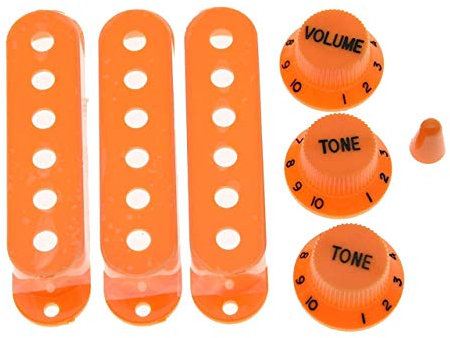 KAISH Orange ST Strat Pickup Covers Knöpfe und 5 Wege Switch Tip Cap