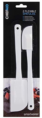Chef Aid Kitchen Spatulas, Pack of 2 White Flexible Spatulas Ideal for Home Baking and Food Preparation, Heat Resistance to high tempertures, BPA Free and Dishwasher Safe