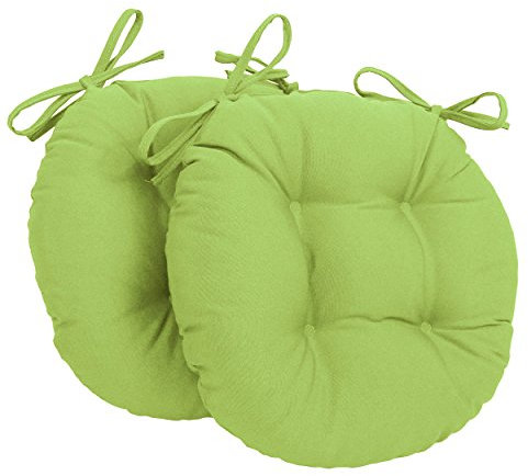 Blazing Needles Solid Twill Round Tufted Chair Cushions (Set of 2), 16, Mojito Lime