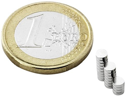 20 x Scheibenmagnet Rundmagnet Ø 3 mm, Höhe 1,5 mm Neodym (NdFeB) N50 - hält 300 g - Magnetscheiben - starke Magnete (NdFeB) mit extremer Haftkraft für Kühlschrank Magnettafel Pinnwand Whiteboard