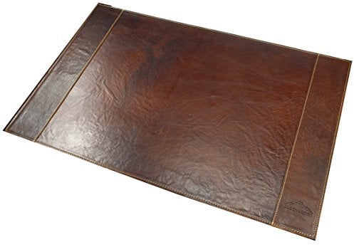 Alpenleder Schreibtischunterlage - TIROL (Handgefertigt) - Nachhaltiges Bio-Leder aus regionaler Landwirtschaft | Schreibtischunterlage leder, Mit Dokumentenfach *Fair Produziert* (68x45cm, Brandy)