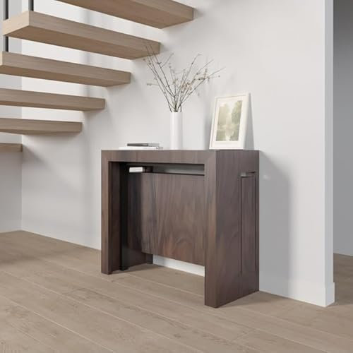 VE.CA - Table Console Mercurio - Extensible - avec Support de rallonge - Couleur : Noyer - Dimensions : de 40 à 300 cm - Cuisine, Décoration - Made in Italy