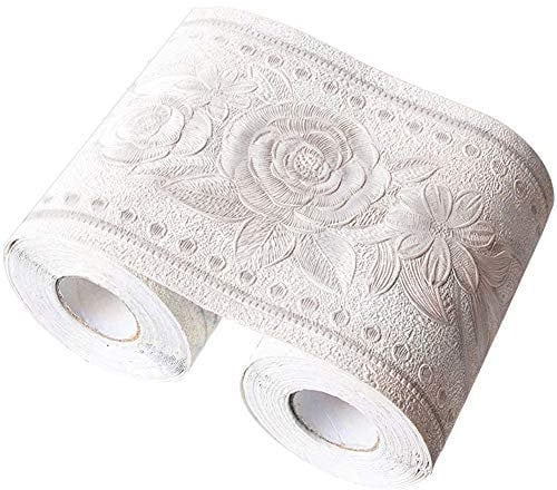 Da Jia Inc, 10,7 x 499,1 cm bordo per carta da parati 3D impermeabile, decorazione autoadesiva rimovibile per cucina, bagno, piastrelle, 10,6 cm x 5 m Rose White
