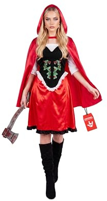 Fun Shack Rotkäppchen Kostüm Damen, Märchen Halloween Kostüm Damen, S | Kleid & roter Umhang mit Kapuze, Klassisches Märchen-Design, Perfekt für Halloween, Ideal zum Verkleiden