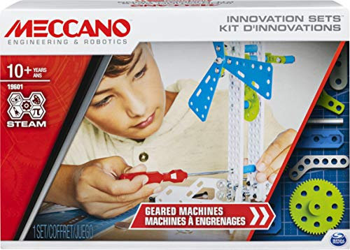 MECCANO - Erfindungs-Set – Getriebe – Erfindungs-Set mit Zahnrädern, 2 Werkzeugen und 1 Locher Maker Tool – Bauspiel – 6047097 – Spielzeug für Kinder ab 10 Jahren