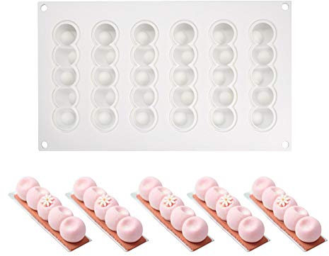 XiaoShenLu Moule à Gateau en Silicone, moules 3D pour Glace Chocolat Pâtisserie Dessert, 6 Trous Forme de Boule concave
