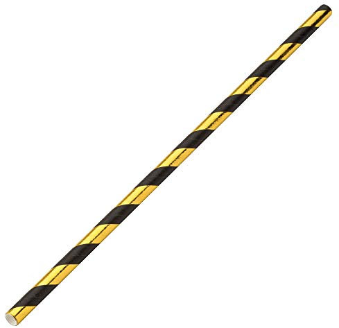 Pailles en papier dorées et noires de 20,3 cm – Lot de 250 – Pailles en papier respectueuses de l'environnement