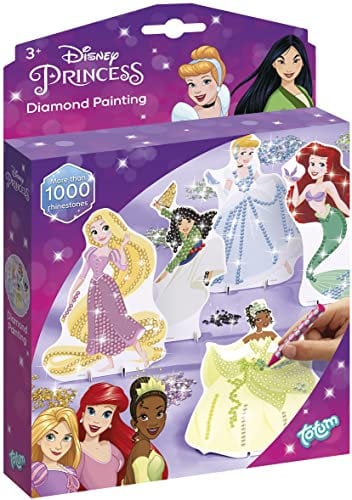 Totum 44227 Disney Princess Diamond Painting Set: Gestalte funkelnde Bilder von Arielle, Belle und Rapunzel mit wunderschönen Glitzersteinen