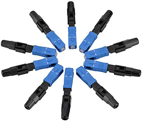 Lazmin 10Pcs SC/UPC Glasfaserstecker, Singlemode Fast Adapter Glasfaser Quick Connector Kit für FTTH ODF