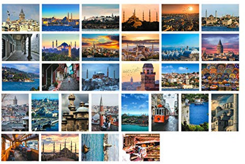 Reise-Postkarten, Set mit 30 Postkarten, verschiedene Motive aus der ganzen Welt, verschiedene Postkarten, 10,2 x 15,2 cm, Istanbul