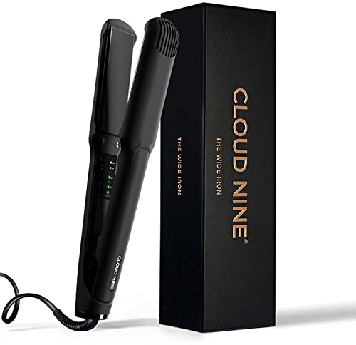 CLOUD NINE The Wide Iron Hair Straightener | Ceramic Floating Plates Cushion Spring Flex Technology | Variable Temperature Control 100°C - 200°C | Professional Design for Range of Hair Types