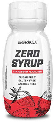 BioTechUSA Zero Syrup, Sirop aux édulcorants sans sucre et sans matières grasses, 320 ml, Fraise