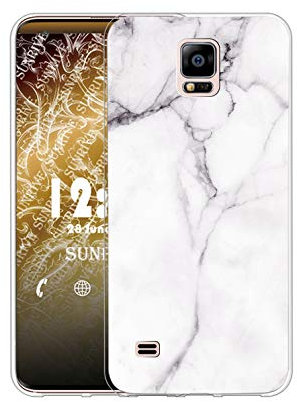 Sunrive Kompatibel mit Samsung Galaxy S5 mini Hülle Silikon, Transparent Handyhülle Schutzhülle Etui Case (TPU Marmor Weißer)+Gratis Universal Eingabestift MEHRWEG