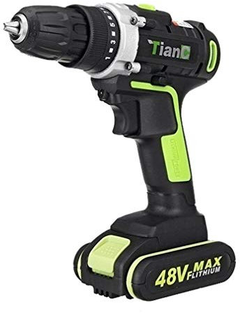 N / A Trapano Avvitatore Batteria 48V, Avvitatore Elettrico Coppia Max 32N.m,Trapano Elettrico con Batterie al Litio, Mandrino da 10mm Grigio2