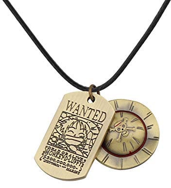 FAADBUK Anime Bronze Straw Hat Luffy Keychain Necklace Cosplay Fans Gift (Luffy Hat Black Rope)