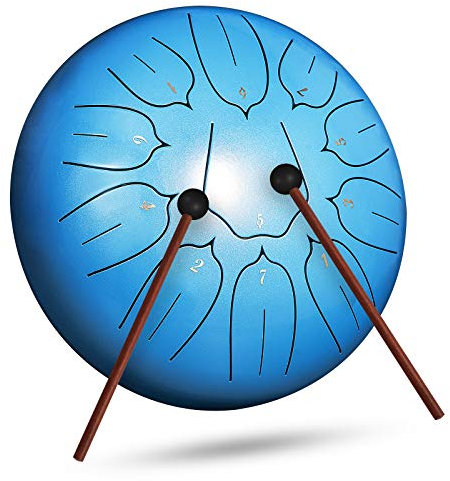 INMAKER Stahlzungentrommel 11 Noten 25,4 cm D-Key Handpfanne Panda Drum Percussion Instrument mit Schlägel Musikbuch für Erwachsene Kinder Musikunterricht Yoga