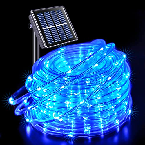 JMEXSUSS 200 LED Pool Accessories Solar Rope Lights Outdoor, 72ft IP 65 Outdoor Waterproof Solar Pool Lights with 8 Modes, Blue Solar Christmas Lights for Trampoline Fence Yard Walkway Christmas