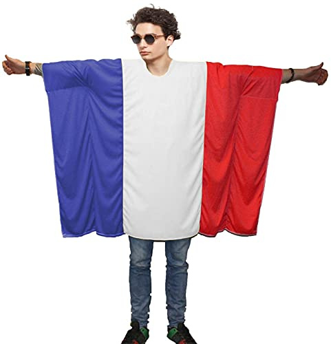 Adults Patriotic Sports Supporters Country National Flag Poncho Fancy Dress [France]
