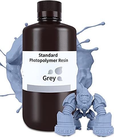 ELEGOO Améliorée Resine Standard 2.0 1000g Gris, Résine à Base de Plante pour Imprimante 3D 405nm Durcissement UV Rapid Resin pour LCD Impression 3d Printer