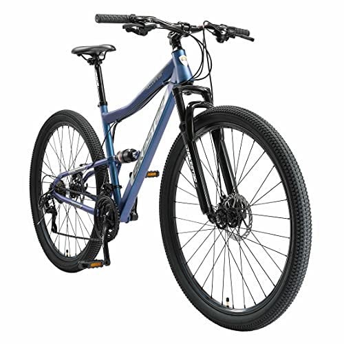 BIKESTAR Fully Mountainbike Shimano 21 Gang Schaltung, Scheibenbremse 29 Zoll Reifen | 19 Zoll Rahmen MTB Vollgefedert | Blau