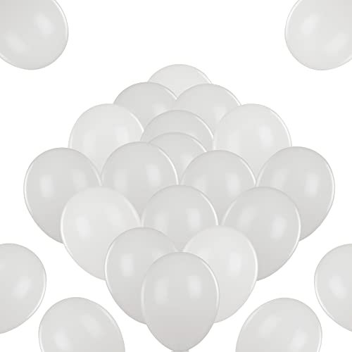 Premium Luftballons Weiß • Helium Luftballons • 50 Stück • reißfest • Weiße Luftballons Helium geeignet für eine schöne Party Deko, Geburtstagsdeko, JGA Deko, Fasching, Hochzeit,100% Naturlatex