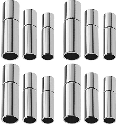 eMagTech 30pcs Embouts de Cordon 3mm 4mm 6mm pour Bijoux Faisant Bracelet Corde pour Fermoirs en Cuir Corde Collier Bracelet Boucle Fabrication de Bijoux Bricolage Argent