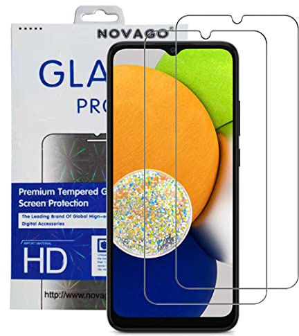 NOVAGO Compatible avec Samsung Galaxy A13 4G/A13 5G/A02/A02S/A03 /A03S/A04s/M13 4G- Pack de 2 Films Protection écran en Verre trempé Solide 9H (Transparent, Compatible Coque)