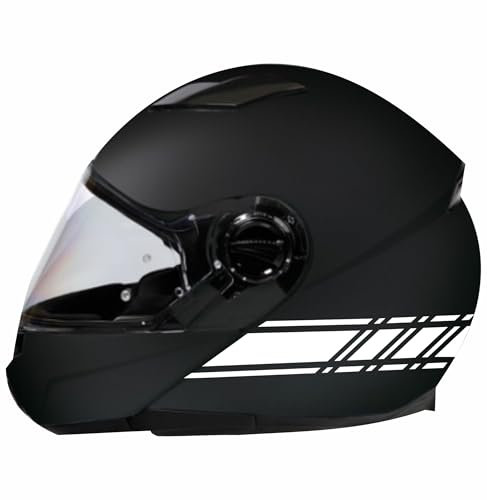 DualColorStampe Aufkleber für Motorradhelm, Motorrad, Motorroller, Universal-Streifen, sportliches Design, Artikelnummer C0057 (weiß)