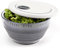 Progressive International Prepworks 4 Quart Space Saving Folding Collapsible Salad Spinner, Drainer, & Colander for Salad Preparation and Food Washing, Grey