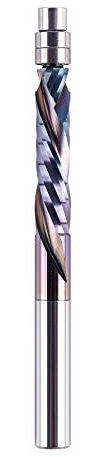 SpeTool Kompressions-Fräser-Bit, 1/4-Zoll-Schaft, oben und unten, Vollhartmetall-Musterschablone, Fräser-Bit, 3,8 cm Schnittlänge mit unterem Lager für Holzbearbeitung