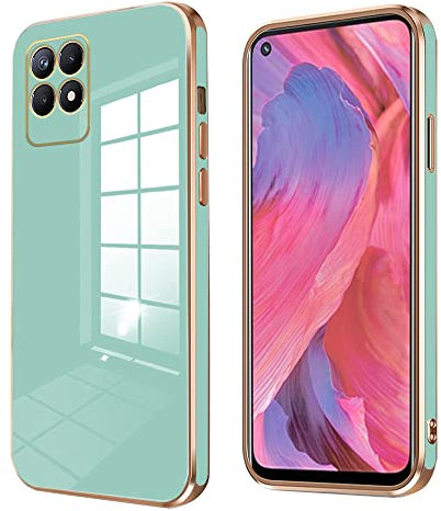 Compatible con Funda Realme 8i Silicona Rosa, Enchapado Carcasa Realme 8i Fundas Delgada y Suave Antigolpes Case (Verde)