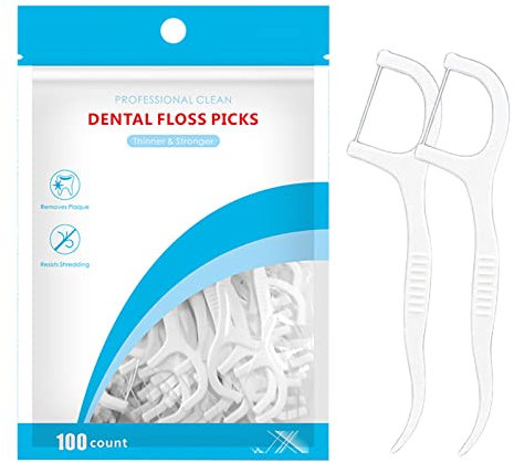 Kafeiya Filo Interdentale 100 Pezzi,Filo Interdentale Forcella,Plettri per Filo Interdentale,Igienico e Portatile,Ideale per Denti Sensibili,per Tutta Famiglia per Puliziare i Denti