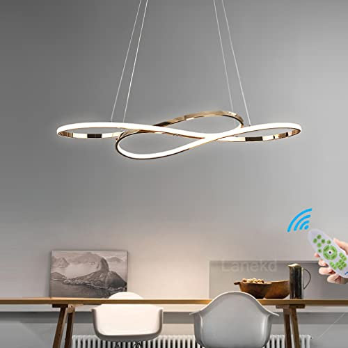 Lanekd Hängeleuchte/Pendelleuchte Roségold Esstischlampe Esszimmer Hängelampe LED Dimmbar Mit Fernbedienung 46W Wohnzimmerlampe Moderne Höhenverstellbar Büro Küchen Arbeitszimmer Kronleuchter 100CM